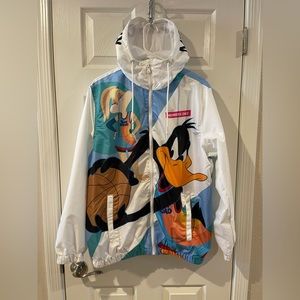 Members Only Windbreaker Jacket Space Jam Looney Tunes Size Medium HOOD NWOT